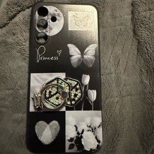 Black Floral Phone Case with Ring Holder